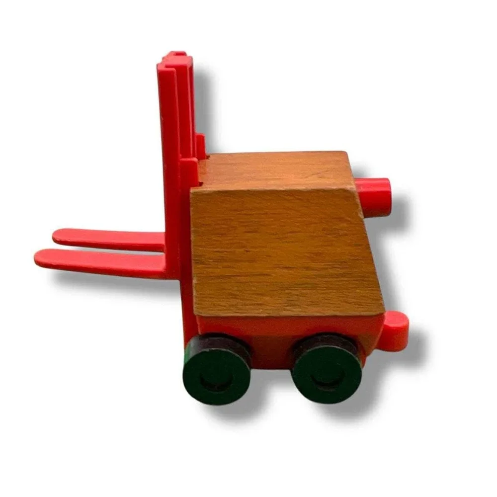 Vintage Wooden Toy‎ Construction Vehicle Set Forklift Tow Truck Tanker 3pc Lot